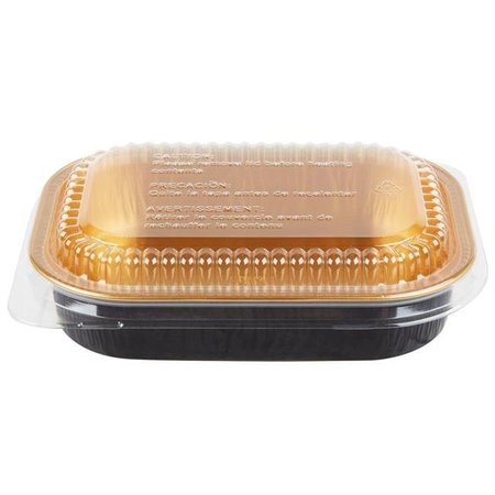 DURABLE PACKAGING Durable Packaging 9220PT100 Mini Dish Pan with Dome Lid; Black & Gold 9220PT100